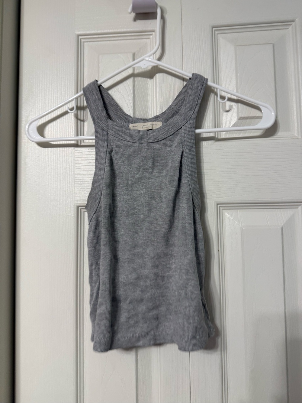 Truly Madly Deeply Gray Ribbed Racerback Tank